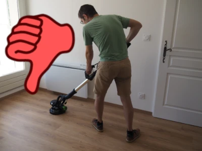 poncer un parquet avec une ponceuse girafe est une mauvaise idée